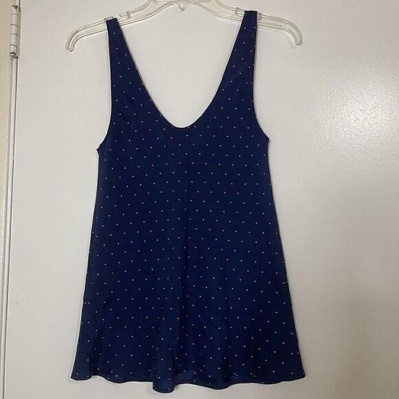 FRAME los angeles silk navy dotted tank top size small - Picture 6 of 6